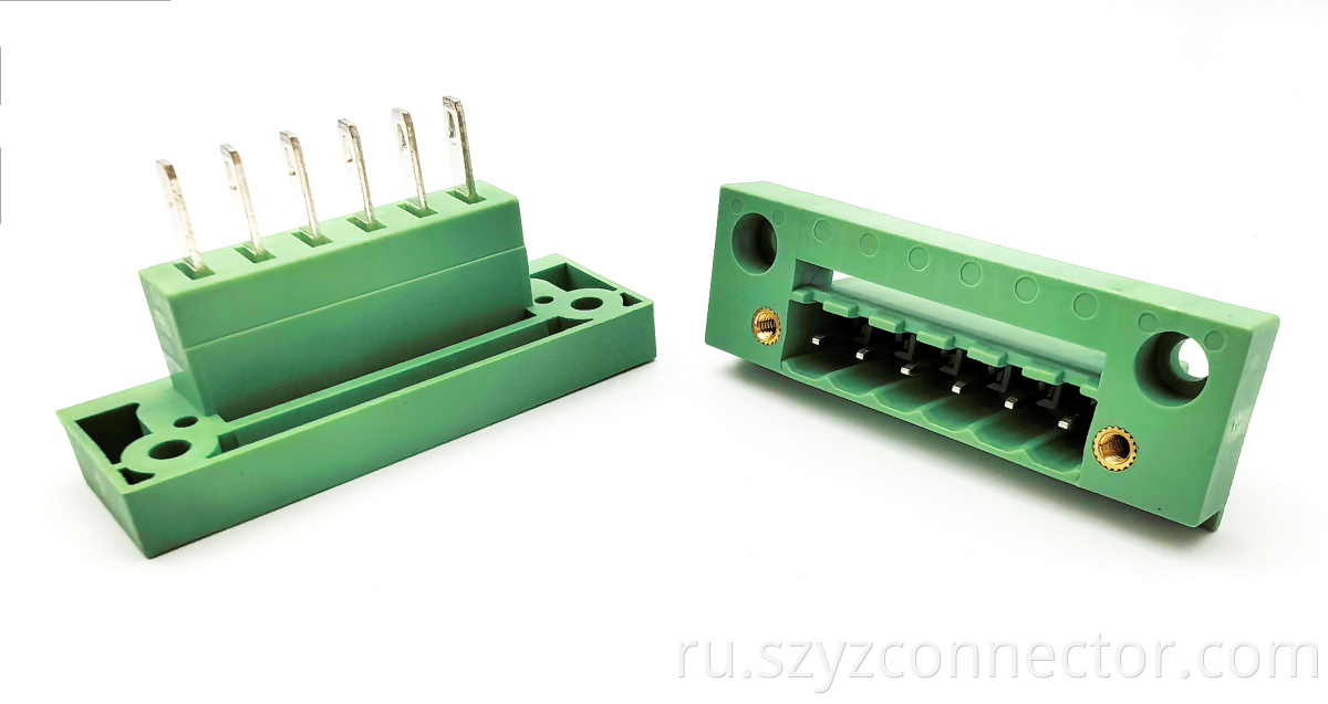 Съемные клеммные колодки с шагом 5,08 мм, вилка, 6P, зеленые 5.08mm Pitch Pluggable Terminal Blocks Male 6P Green